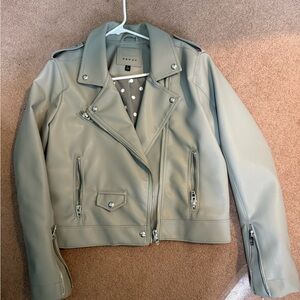 Blank NYC Women's Light Green Faux Leather Jacket